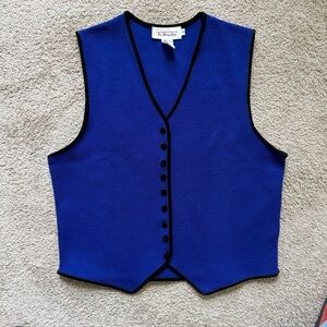 VTG ~ 1990s ~ Talbots ~ Royal Blue Sweater Vest ~ Wool ~ Velvet Details ~ Size S